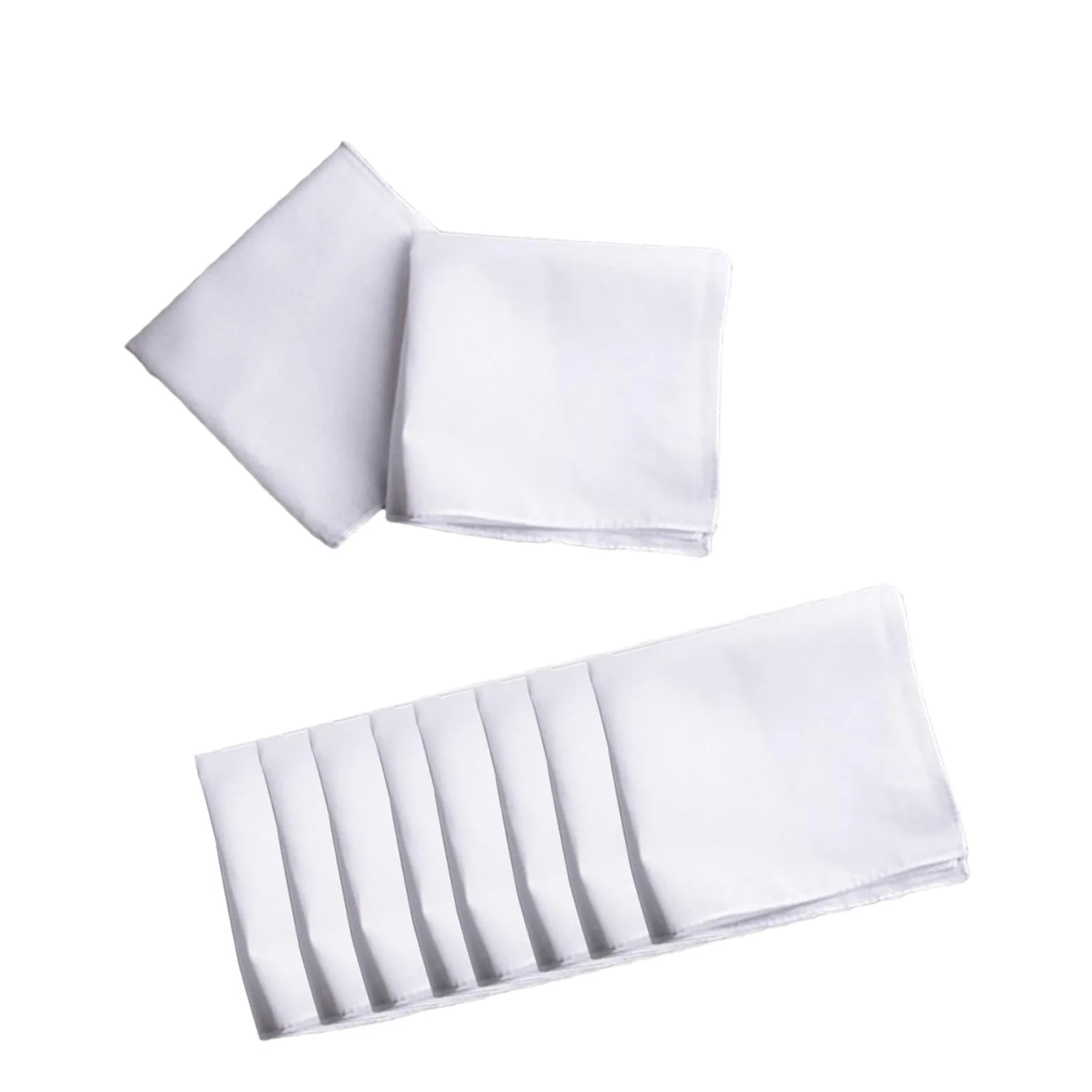 10 Pieces Cotton Hanky for Men Suit Solid White Handkerchiefs for DIY Crafts 35cmx35cm