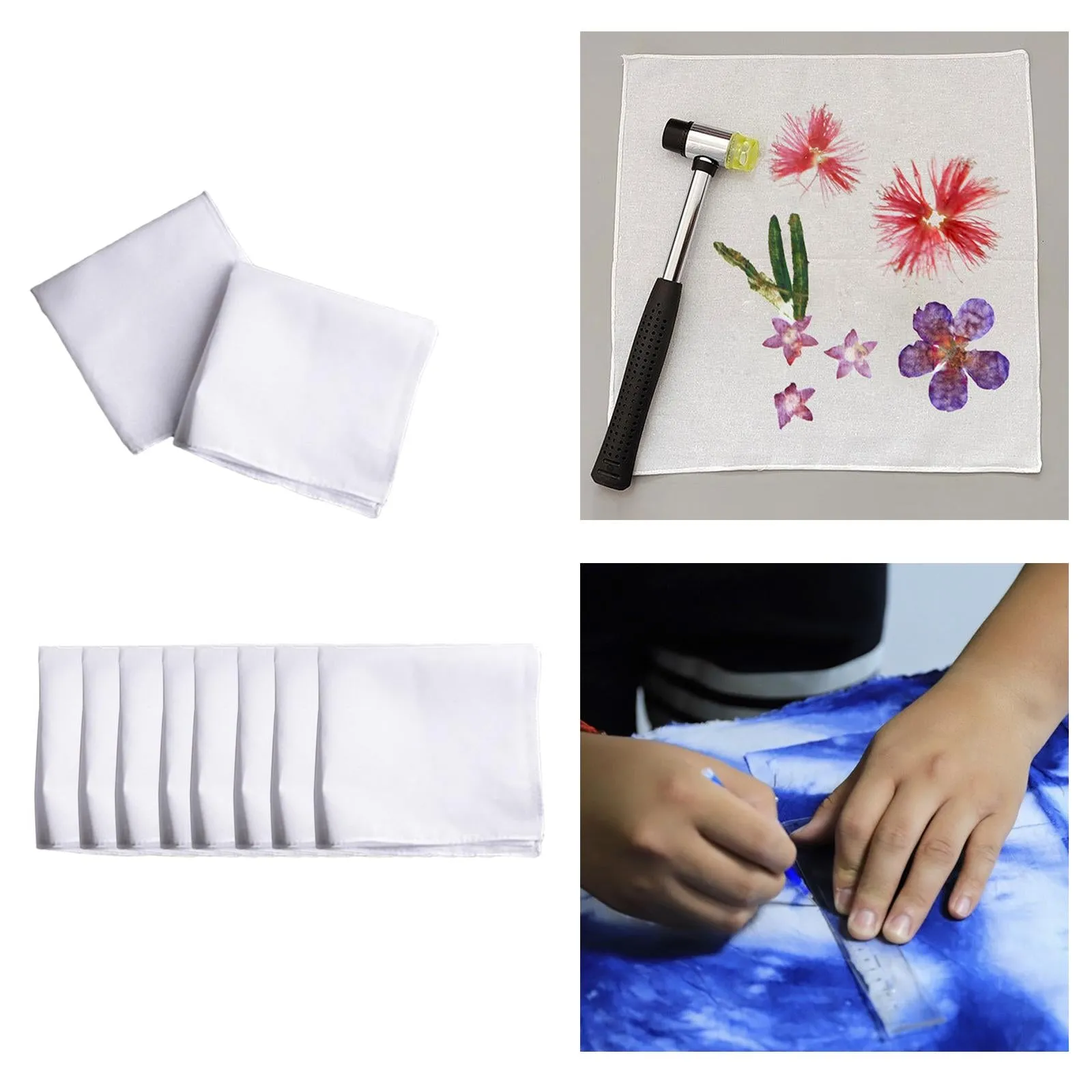 10 Pieces Cotton Hanky for Men Suit Solid White Handkerchiefs for DIY Crafts 35cmx35cm