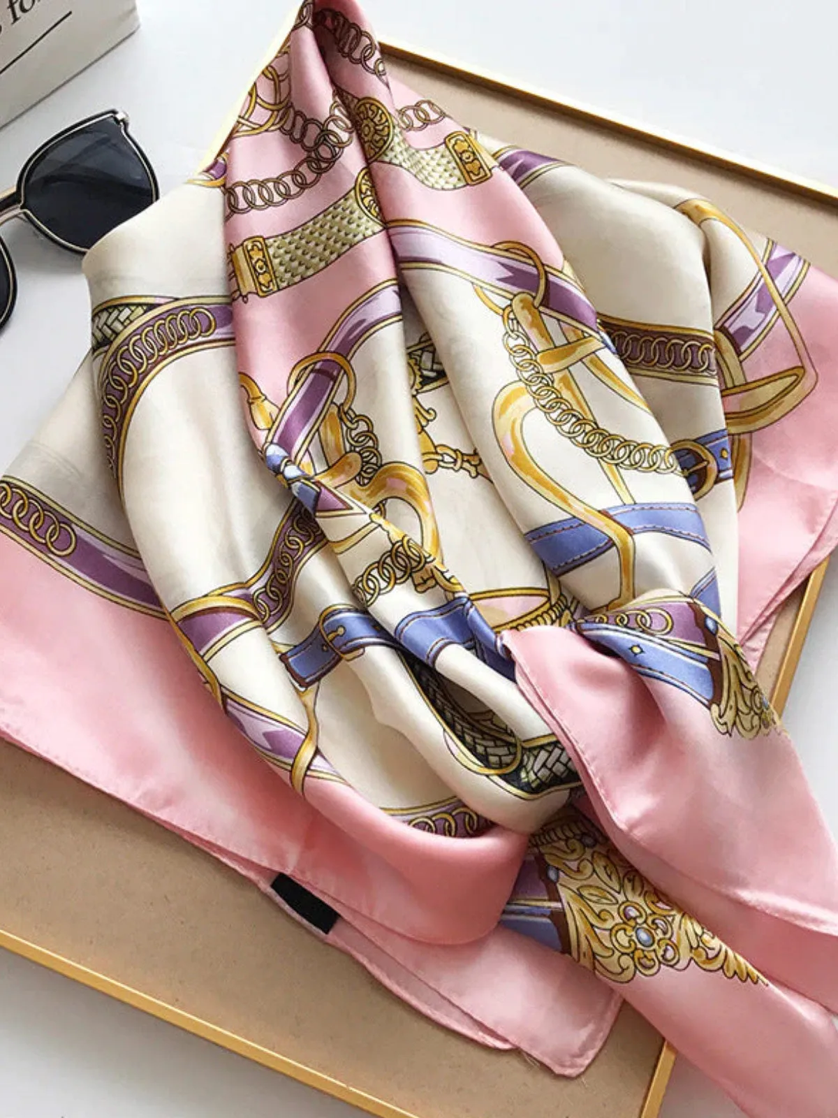 100% Mulberry Silk Printed Square Shawl Scarf 88*88cm