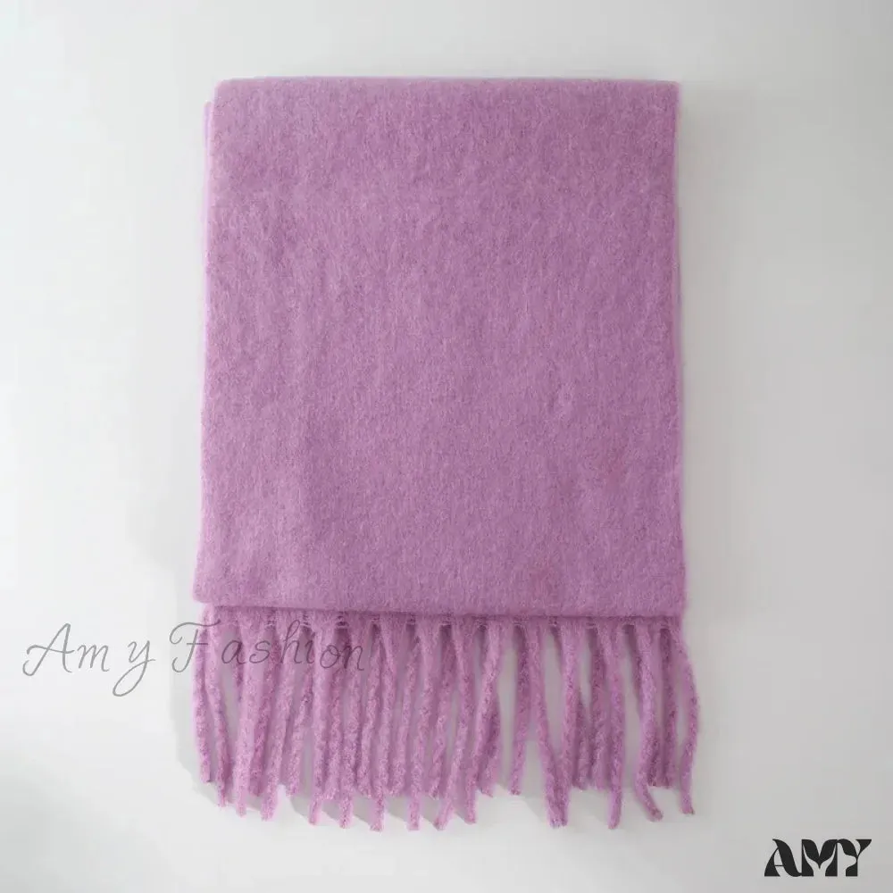 28-Color Long Muffler Soft Thick Mohair Warm Scarf