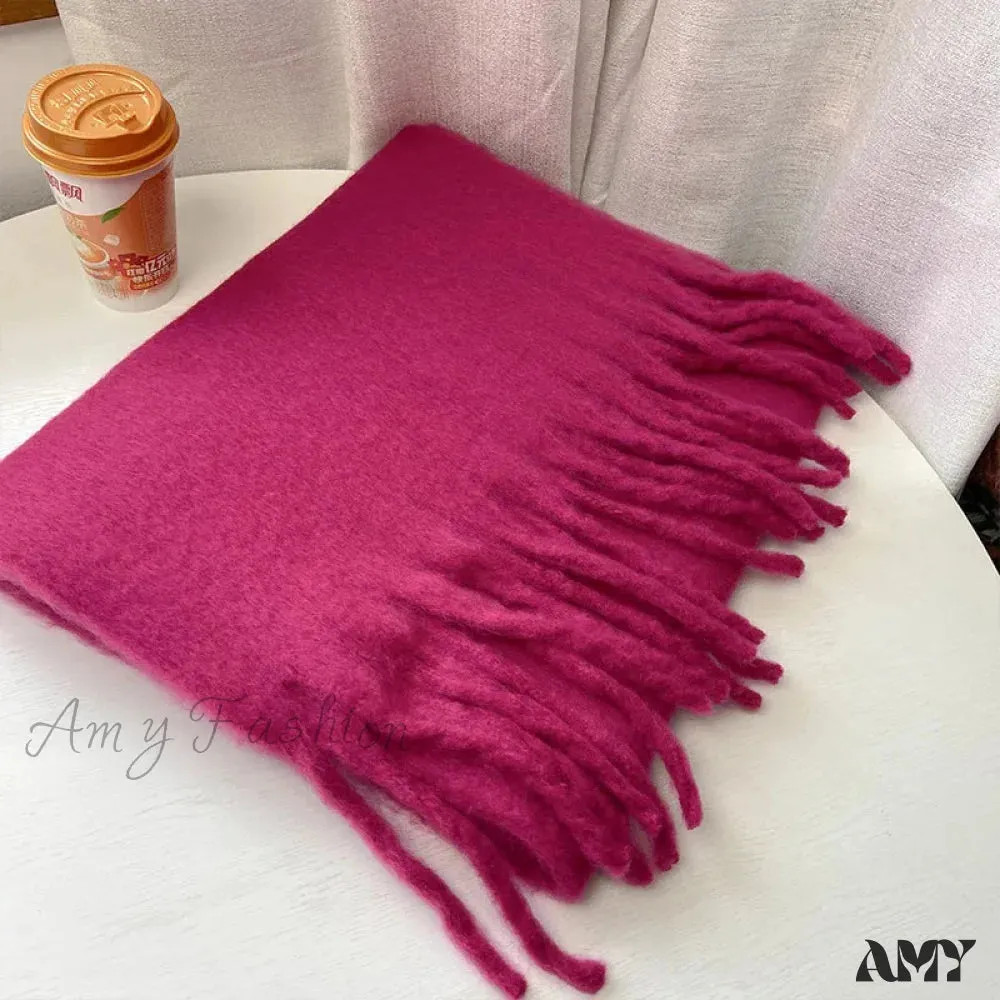 28-Color Long Muffler Soft Thick Mohair Warm Scarf