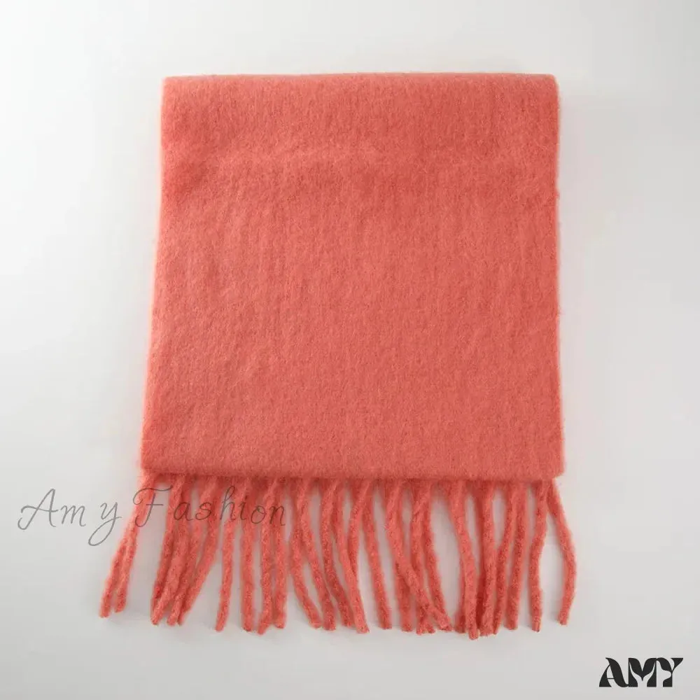 28-Color Long Muffler Soft Thick Mohair Warm Scarf