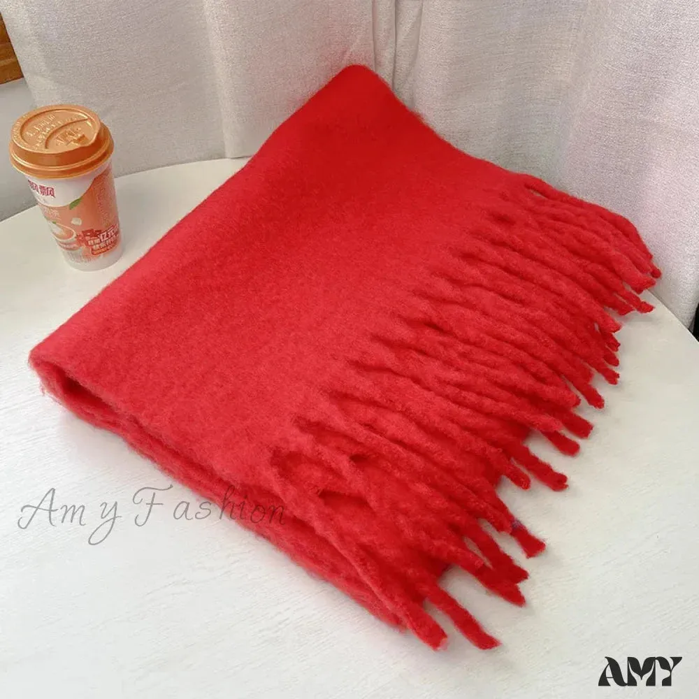 28-Color Long Muffler Soft Thick Mohair Warm Scarf