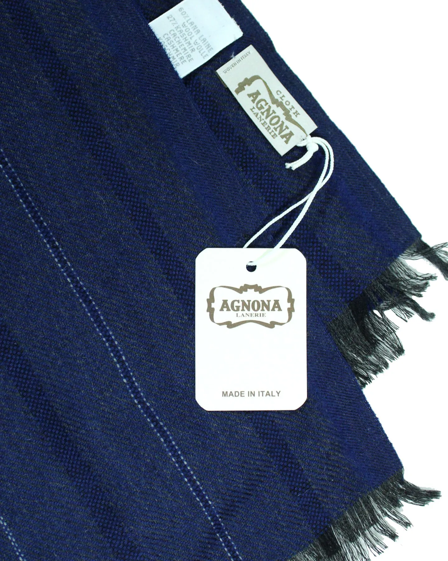 Agnona Scarf Dark Blue Stripe - Wool Cashmere Shawl