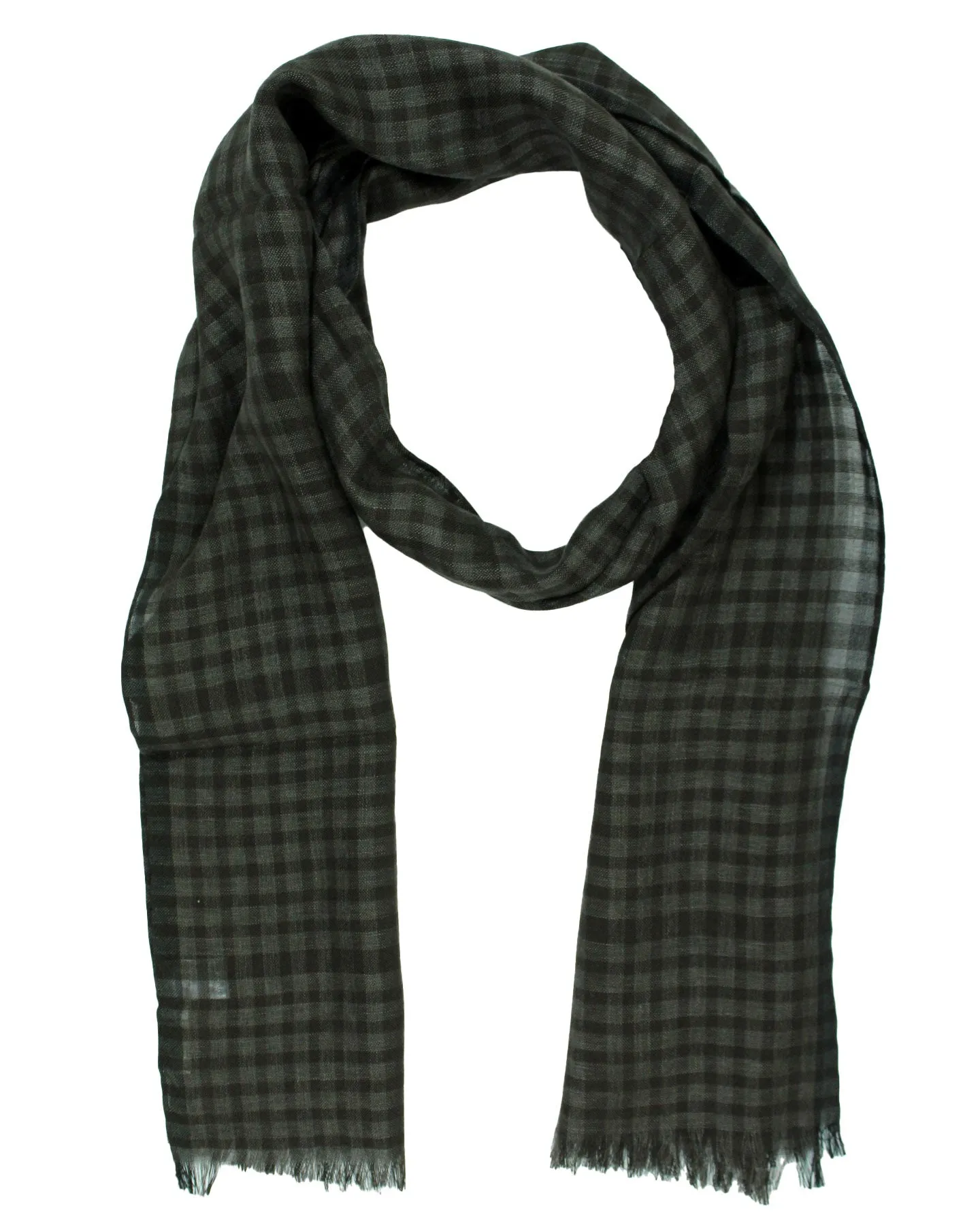 Agnona Scarf Dark Brown Check - Silk Linen Shawl SALE