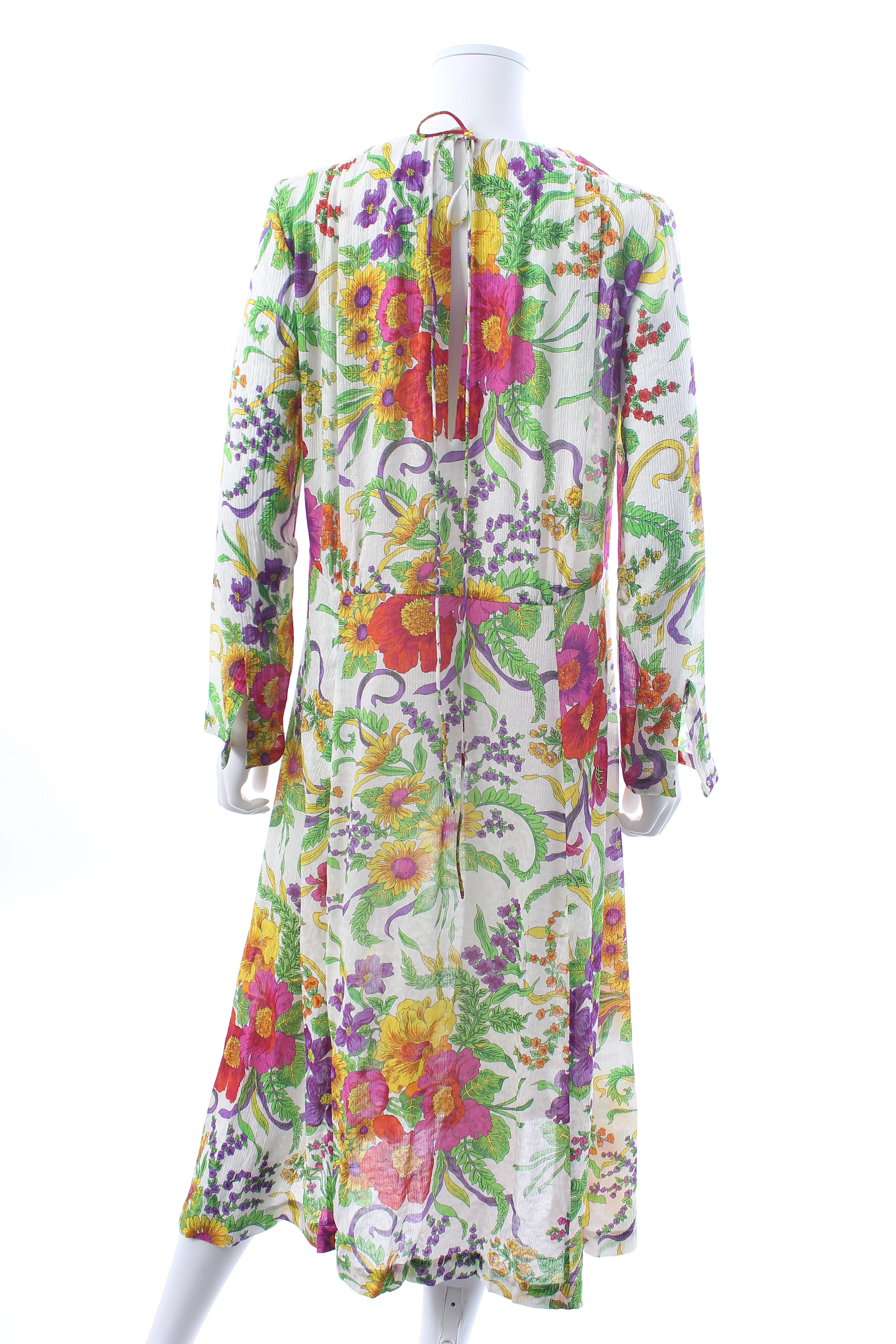 Balenciaga Floral Printed Silk-Crepe Midi Dress