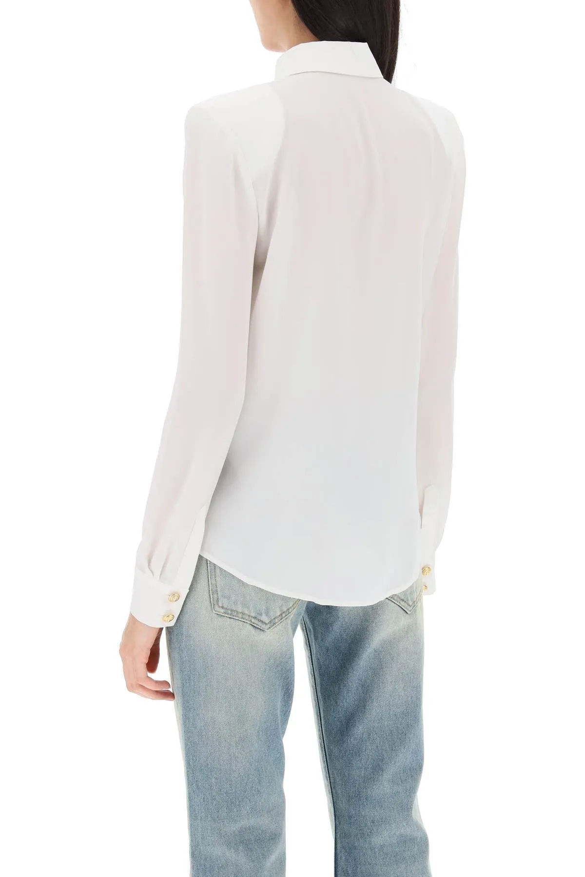 BALMAIN silk shirt with padded shoulders