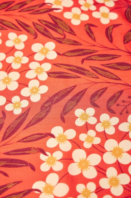 Barah Masi Cluster Pattern With Orange Background Natural Muslin Silk Fabric