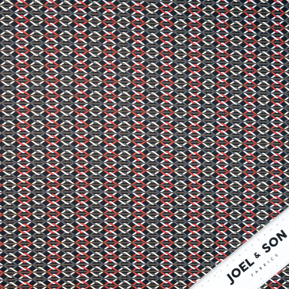 Black & Red Geometric & Floral Printed Pure Cotton