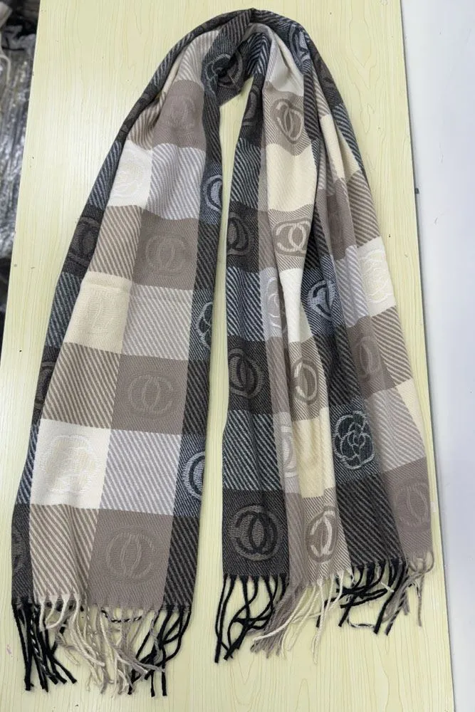 Block Stripe Print Soft Feel Tassel Scarves