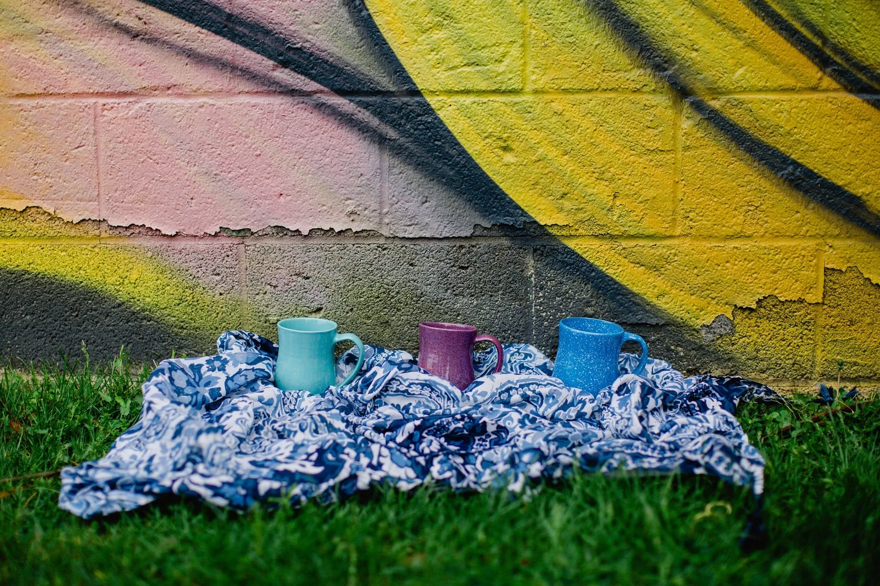 Blue and White Flower Scarf