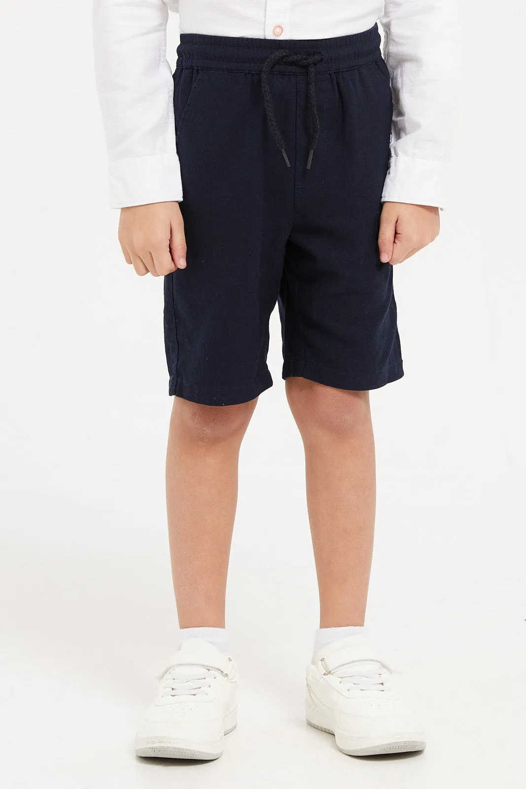 Boys White And Navy Shirt And Short Set (2 Piece)