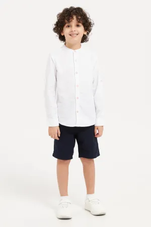 Boys White And Navy Shirt And Short Set (2 Piece)