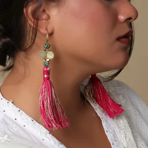 Brass Tassel Earrings for Women | Multicolour | Cotton Thread