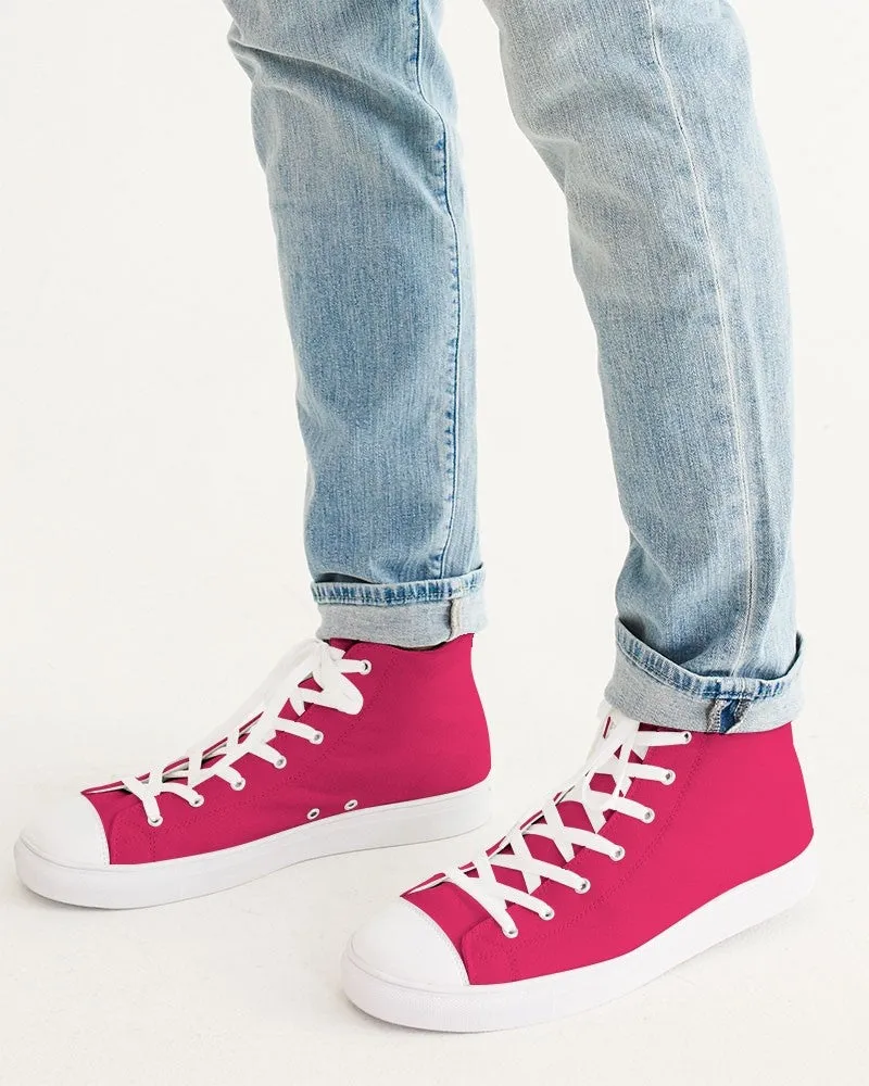 Bright Pink Men's High-top Canvas Sneakers | Men's | Bright Pure Pink | C0M100Y50K0