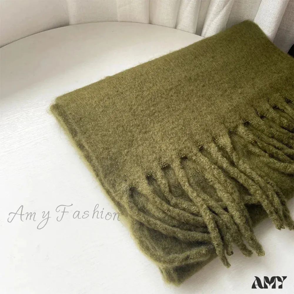 Cashmere Scarves for Women - Thick and Warm Muffler with Tassel Detail