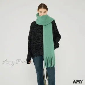 Cashmere Scarves for Women - Thick and Warm Muffler with Tassel Detail