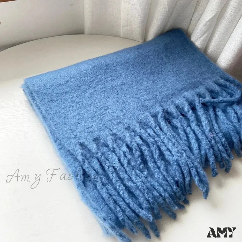 Cashmere Scarves for Women - Thick and Warm Muffler with Tassel Detail