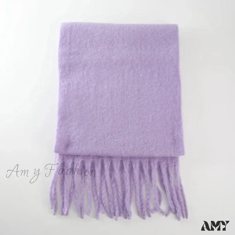 Cashmere Scarves for Women - Thick and Warm Muffler with Tassel Detail