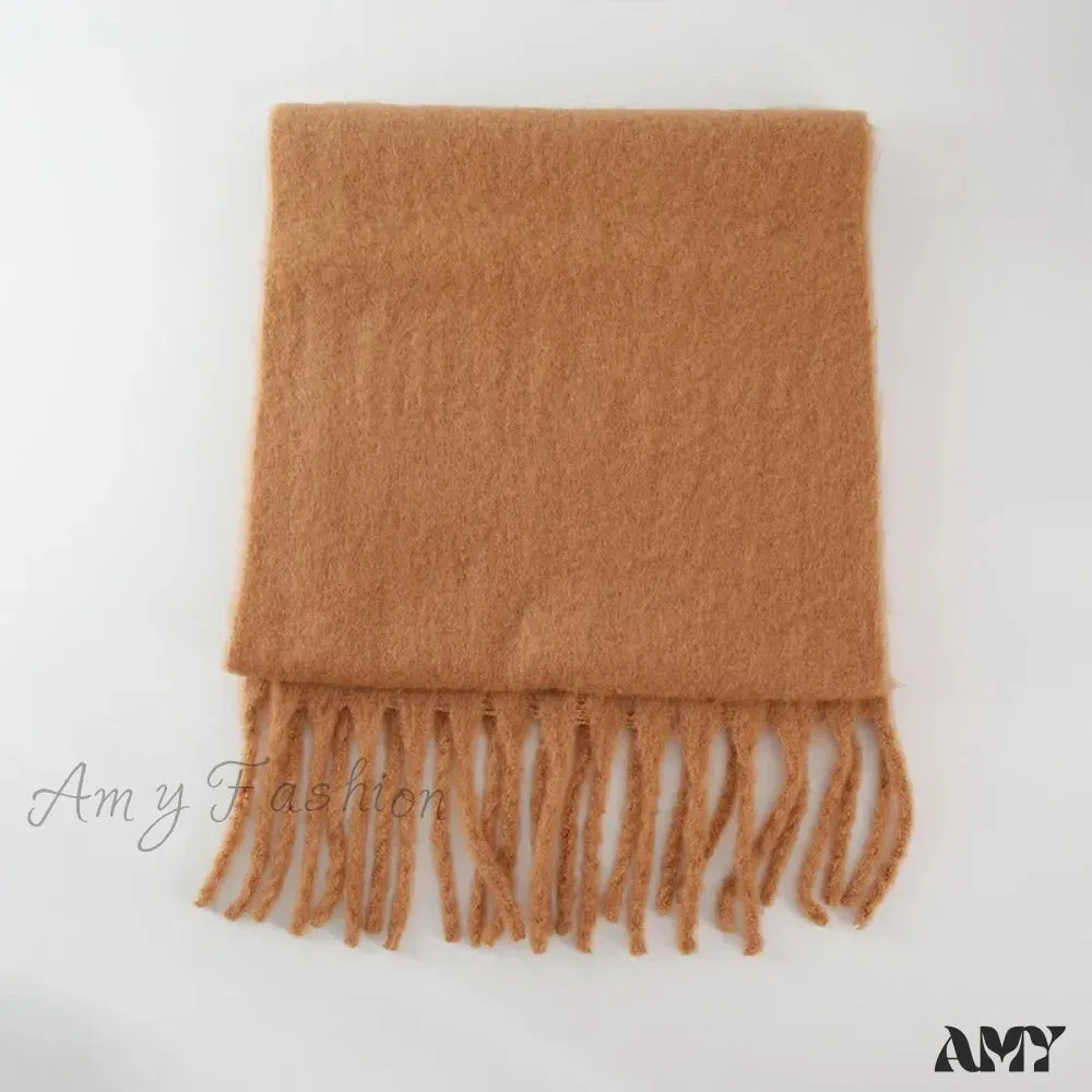 Cashmere Scarves for Women - Thick and Warm Muffler with Tassel Detail