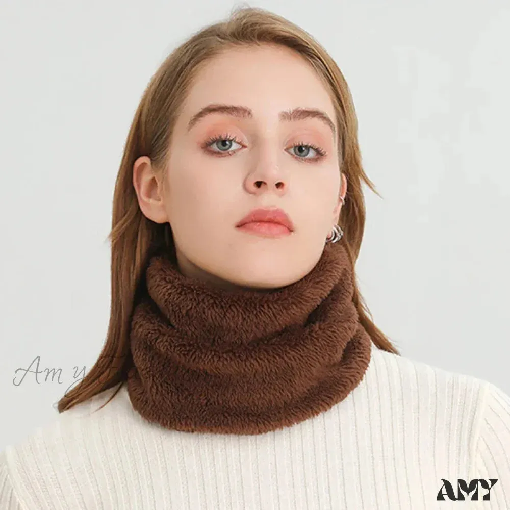 Cashmere Warm Color Ring Plush Thick Outdoor Sports Neckerchief Muffler Scarf