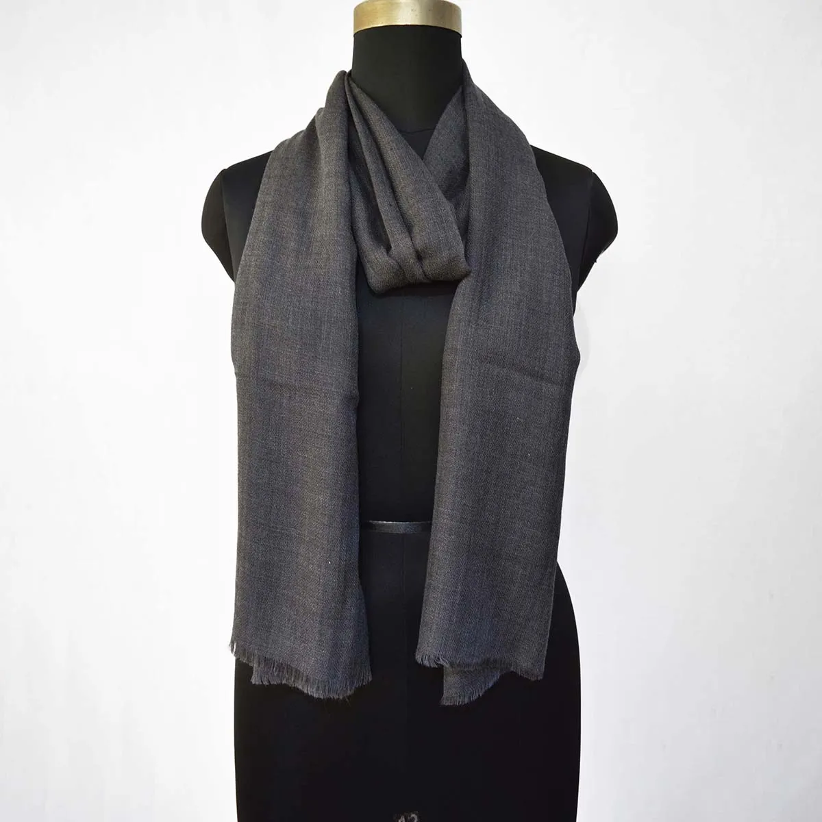 CHARCOAL fine wool scarf women/men, solid colour, reversible, fashion shawl or stole or wrap, unisex