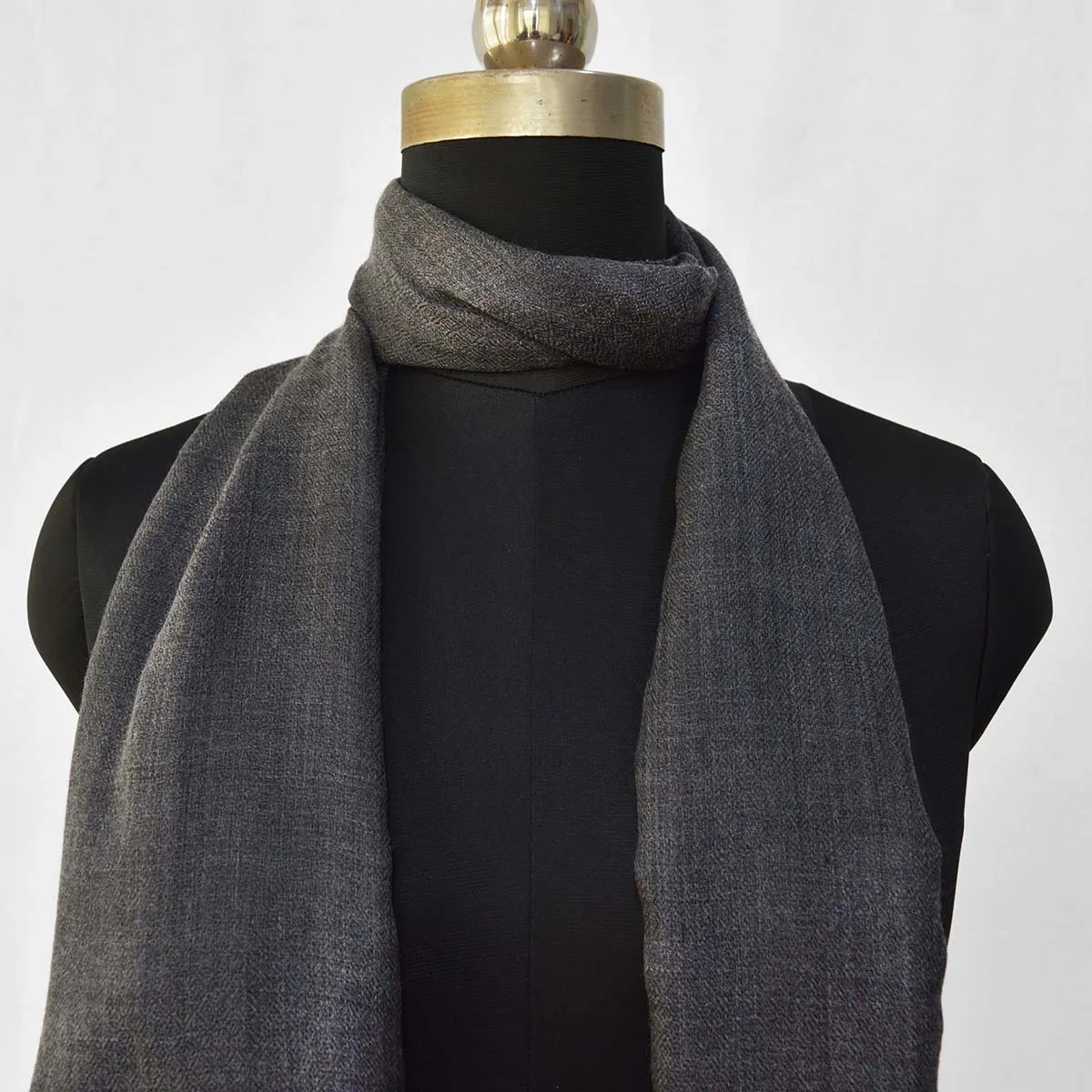 CHARCOAL fine wool scarf women/men, solid colour, reversible, fashion shawl or stole or wrap, unisex