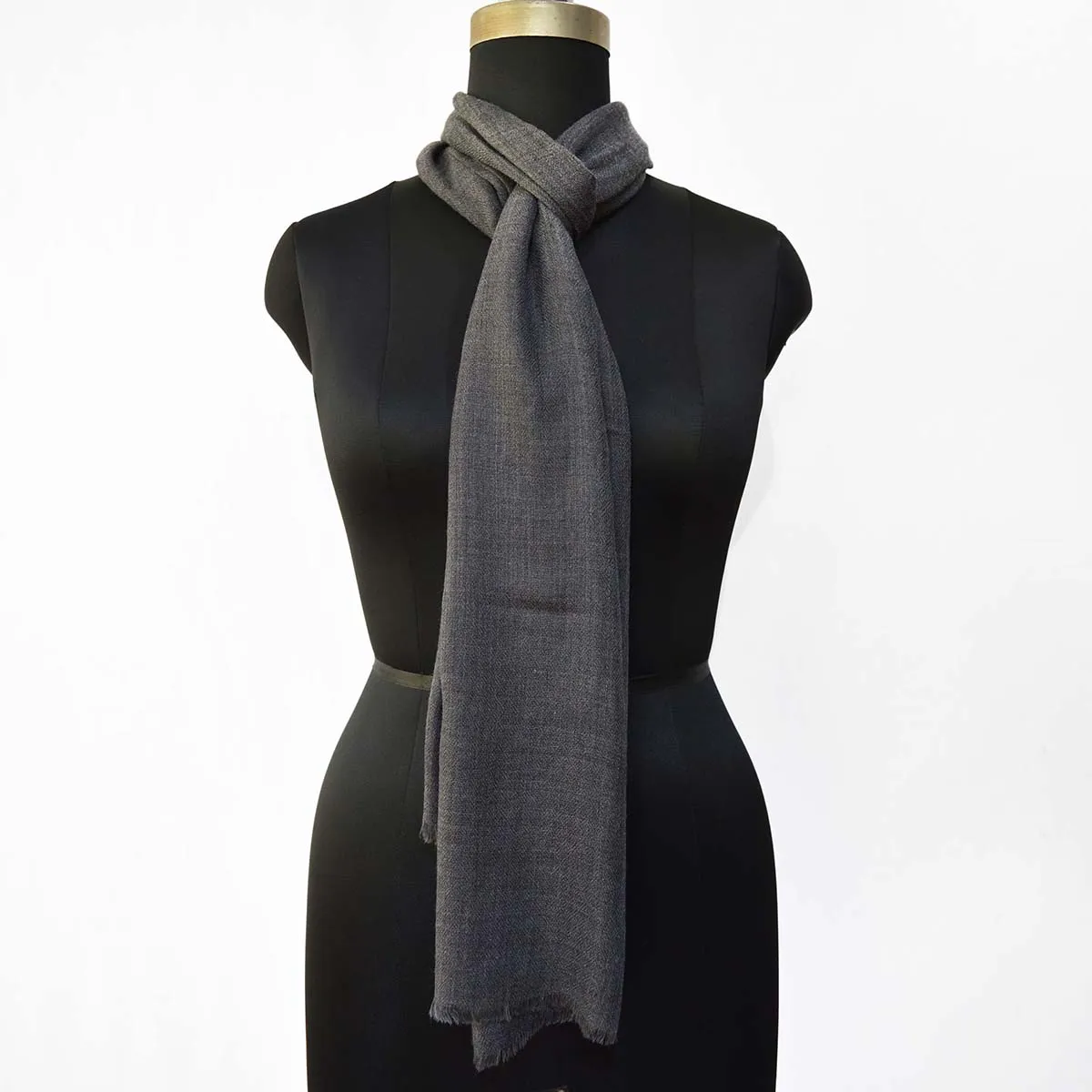 CHARCOAL fine wool scarf women/men, solid colour, reversible, fashion shawl or stole or wrap, unisex