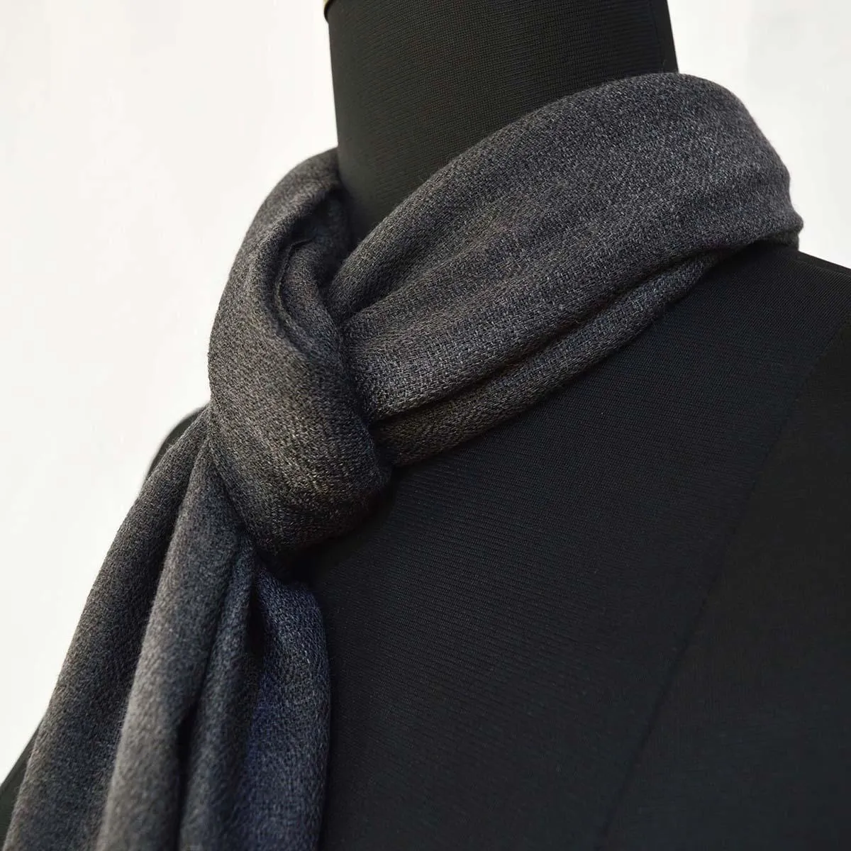 CHARCOAL fine wool scarf women/men, solid colour, reversible, fashion shawl or stole or wrap, unisex