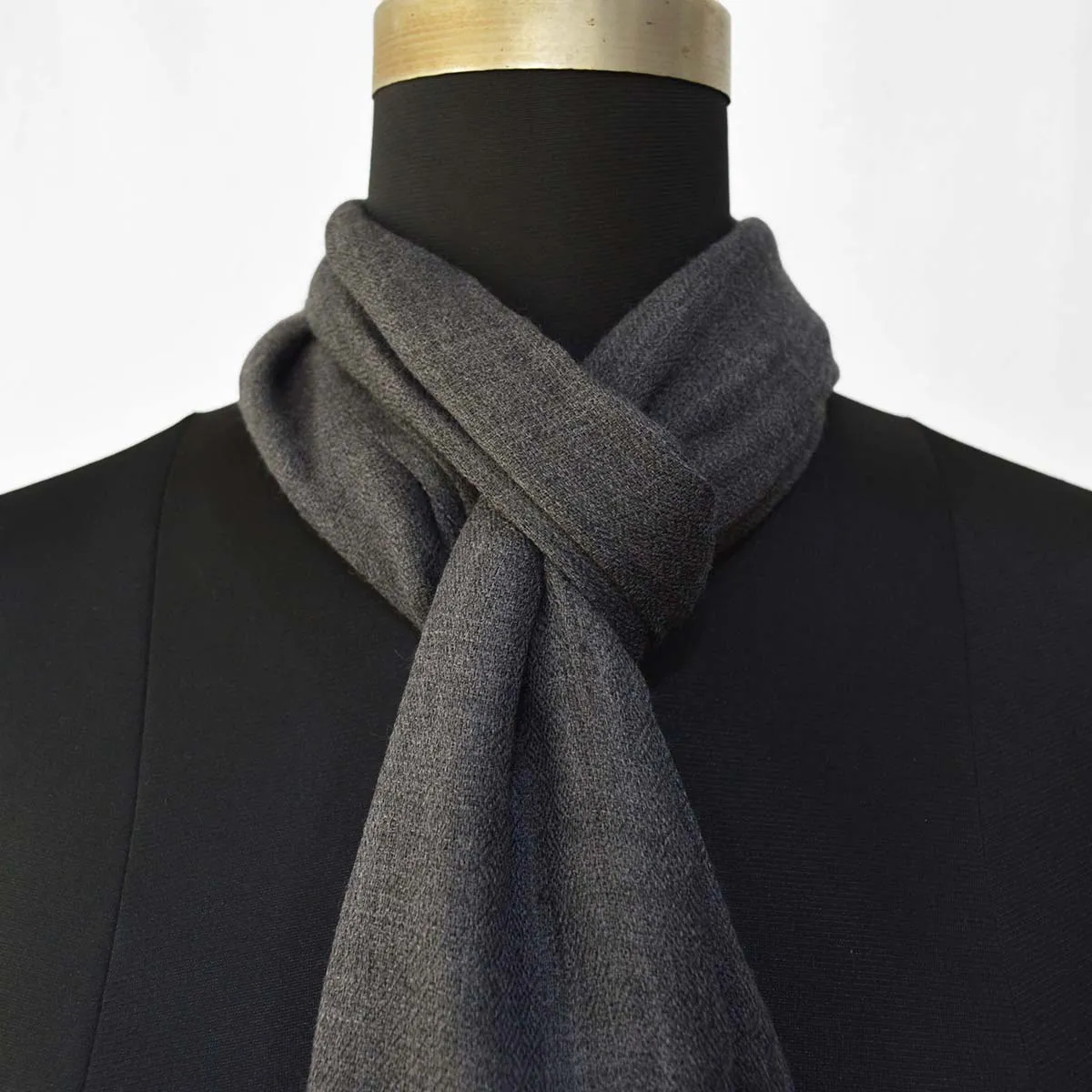 CHARCOAL fine wool scarf women/men, solid colour, reversible, fashion shawl or stole or wrap, unisex