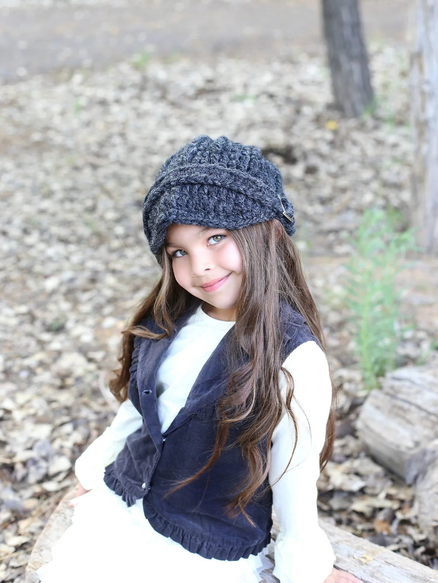 Charcoal gray buckle beanie winter hat