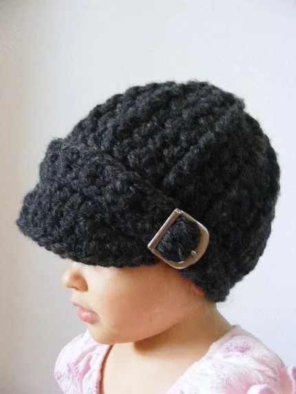 Charcoal gray buckle beanie winter hat