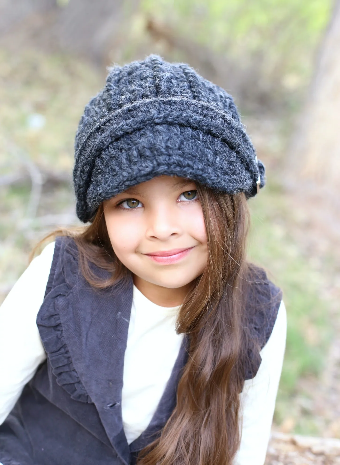 Charcoal gray buckle beanie winter hat