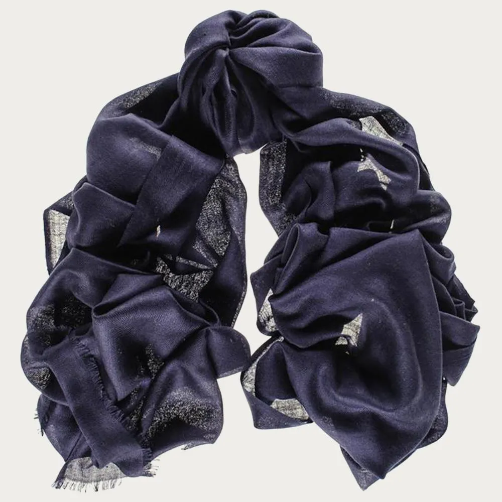 Classic Midnight Navy Cashmere and Silk Wrap