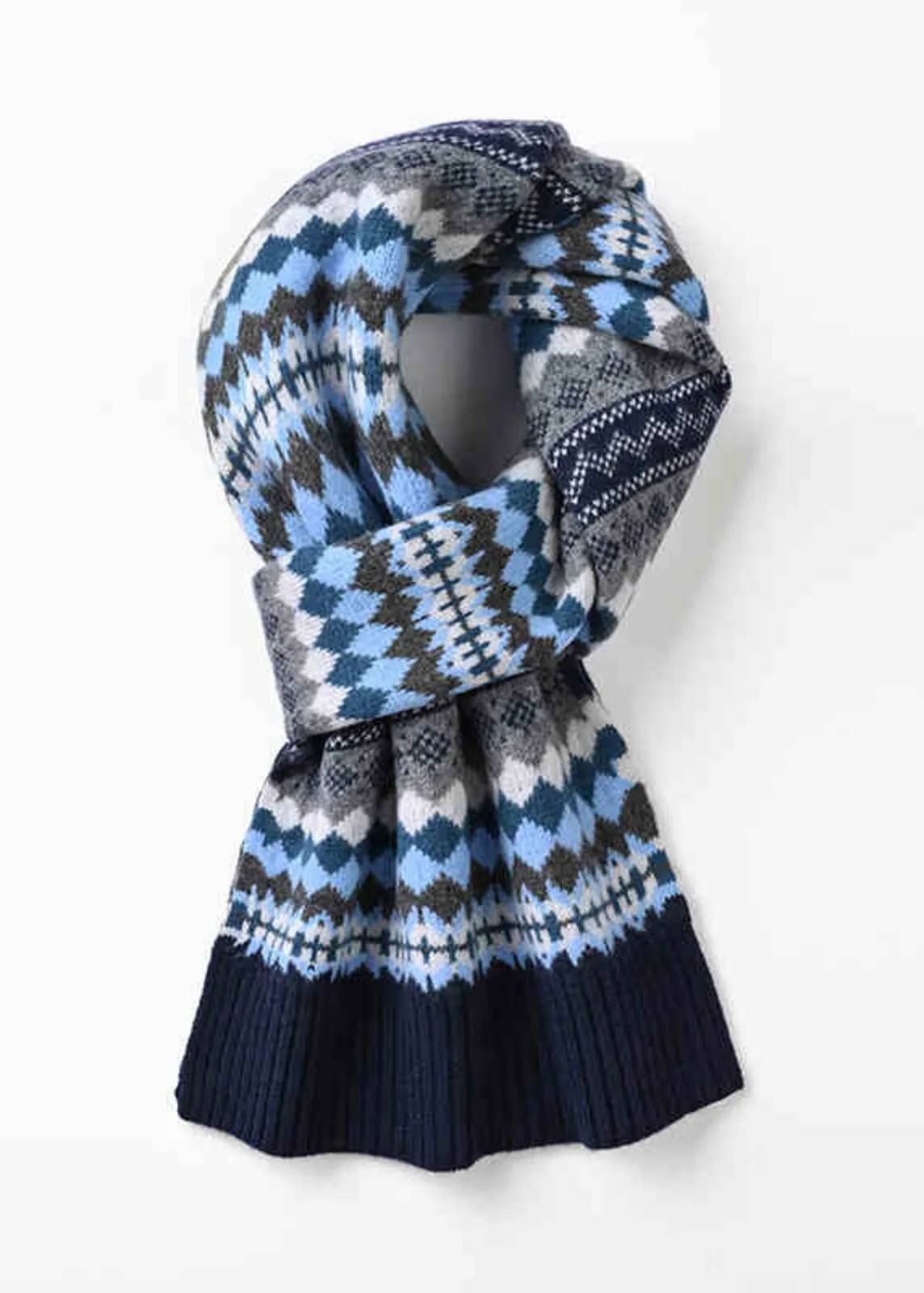 Colorblock Pure Wool Long Scarf