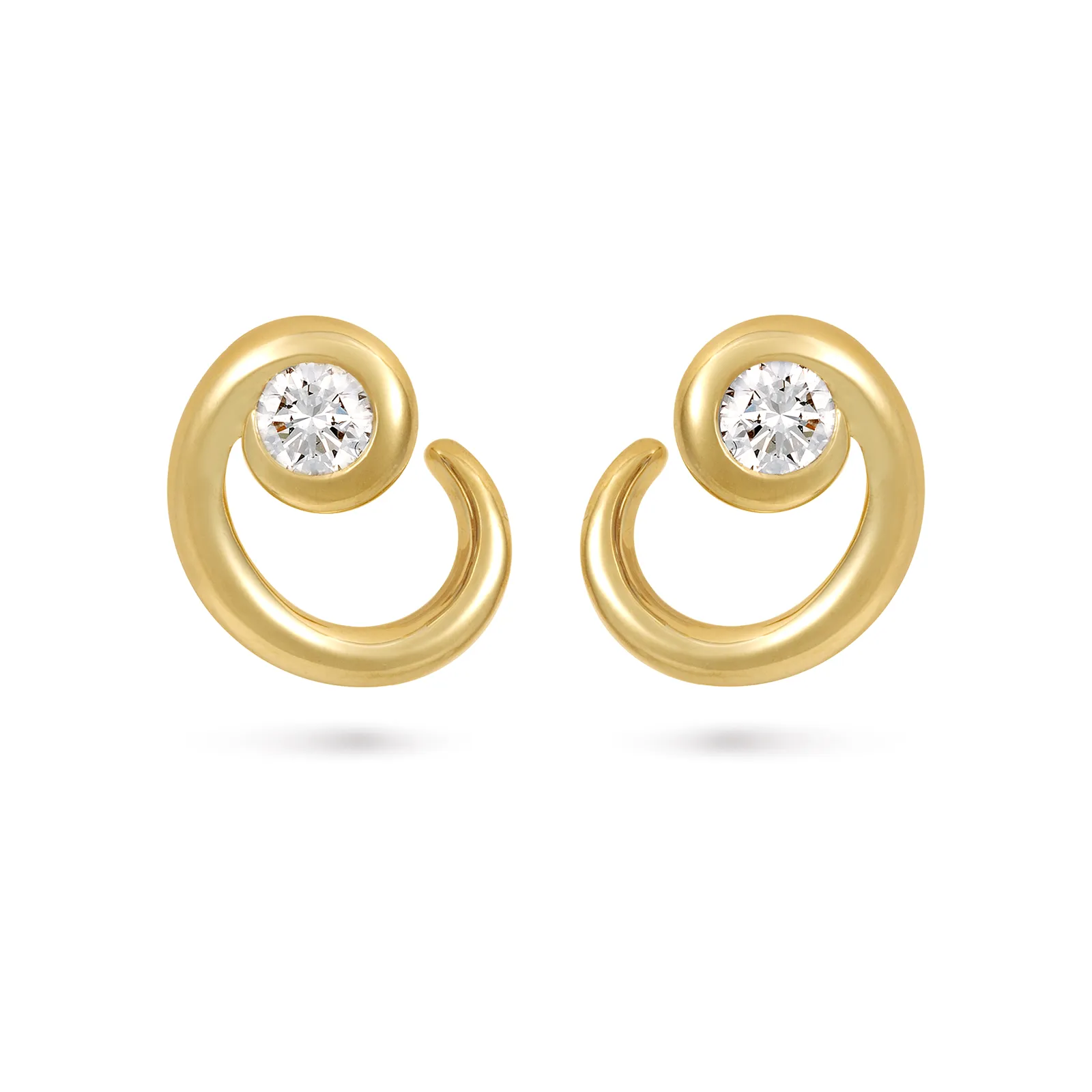 Contour Diamond and Yellow Gold Wrap Earrings