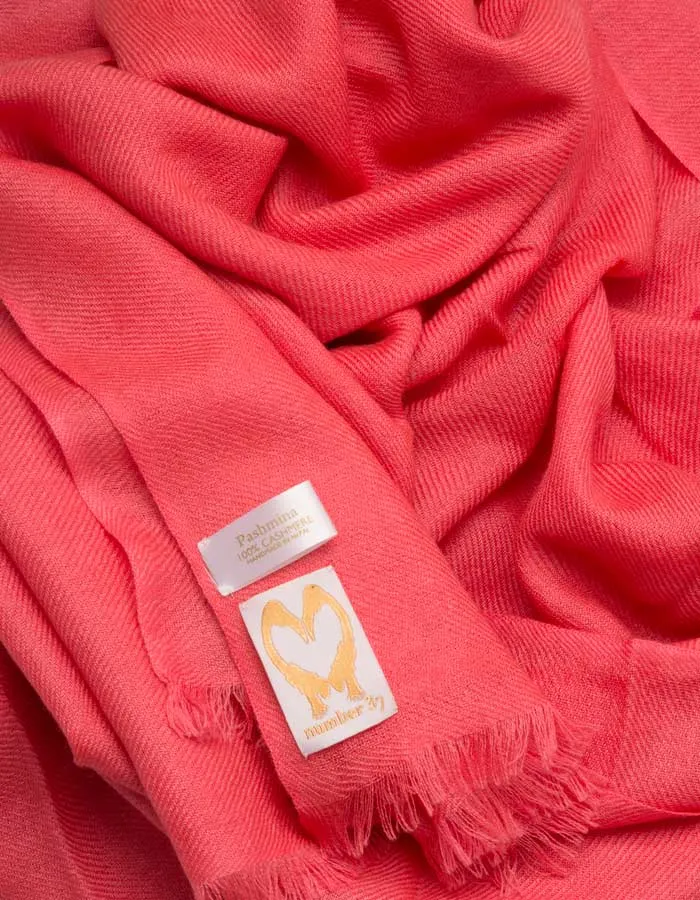 Coral Red Cashmere Scarf