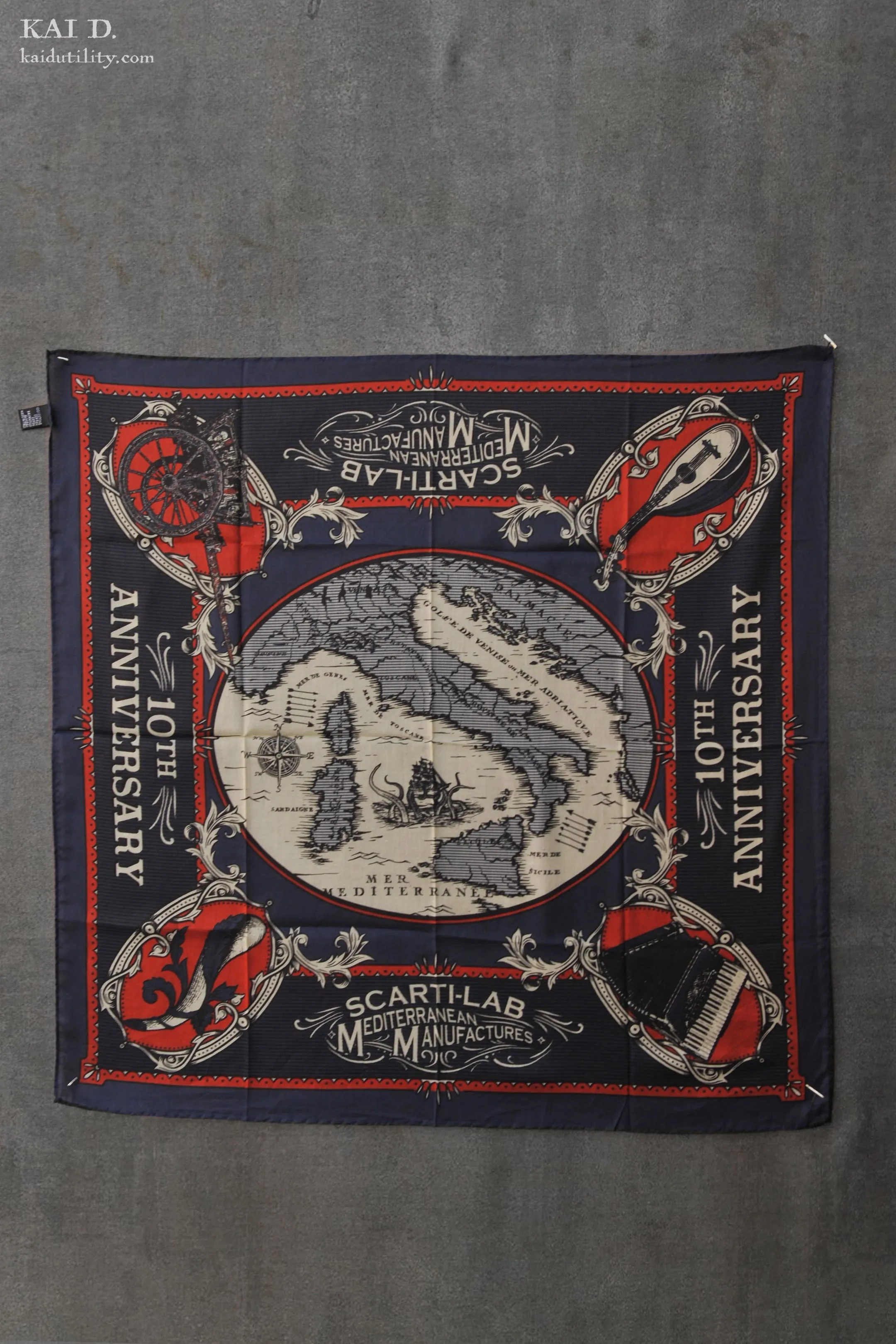 Cotton Bandana - Tenth Anniversary Blue/Red