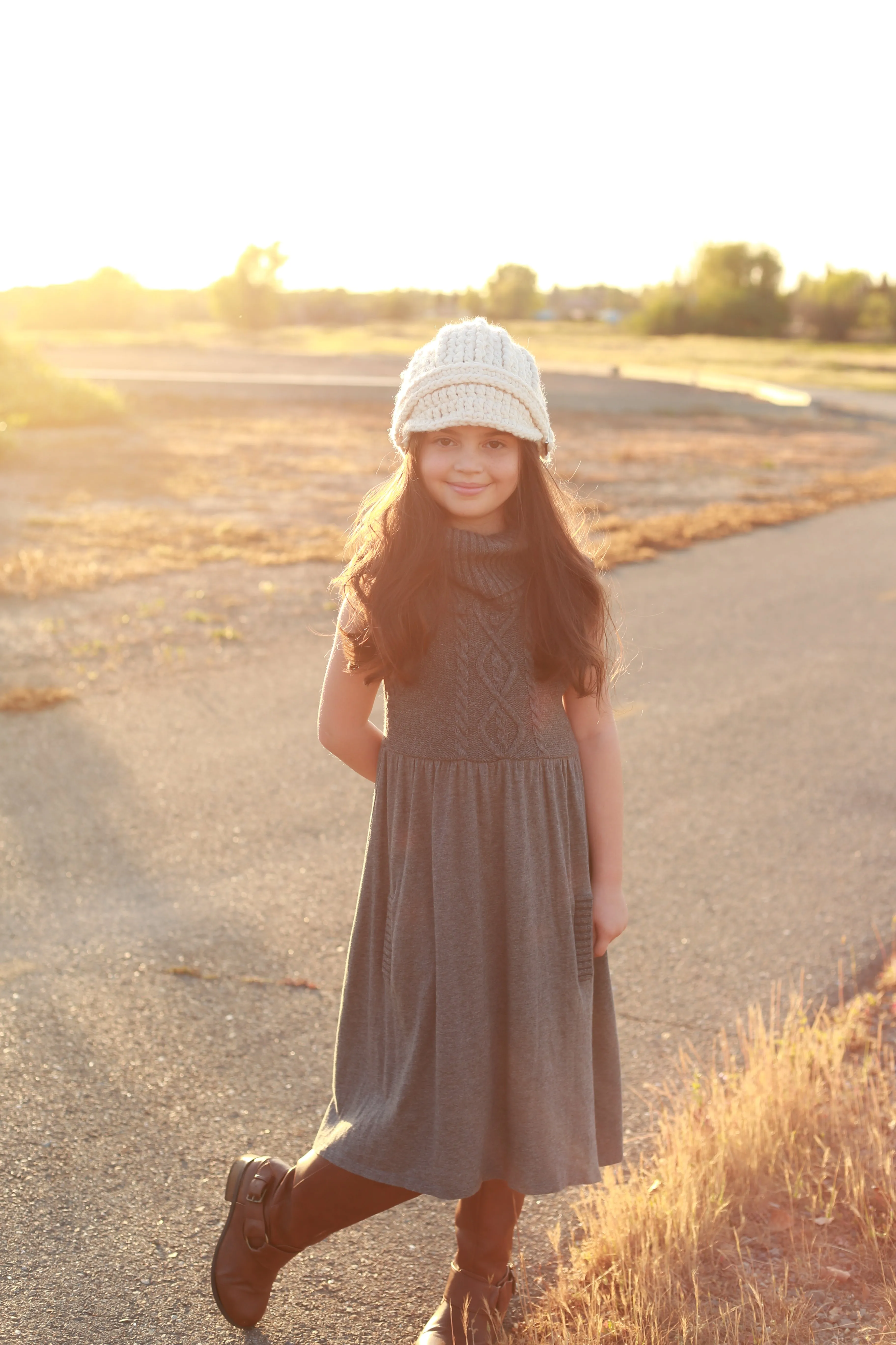 Cream buckle beanie winter hat