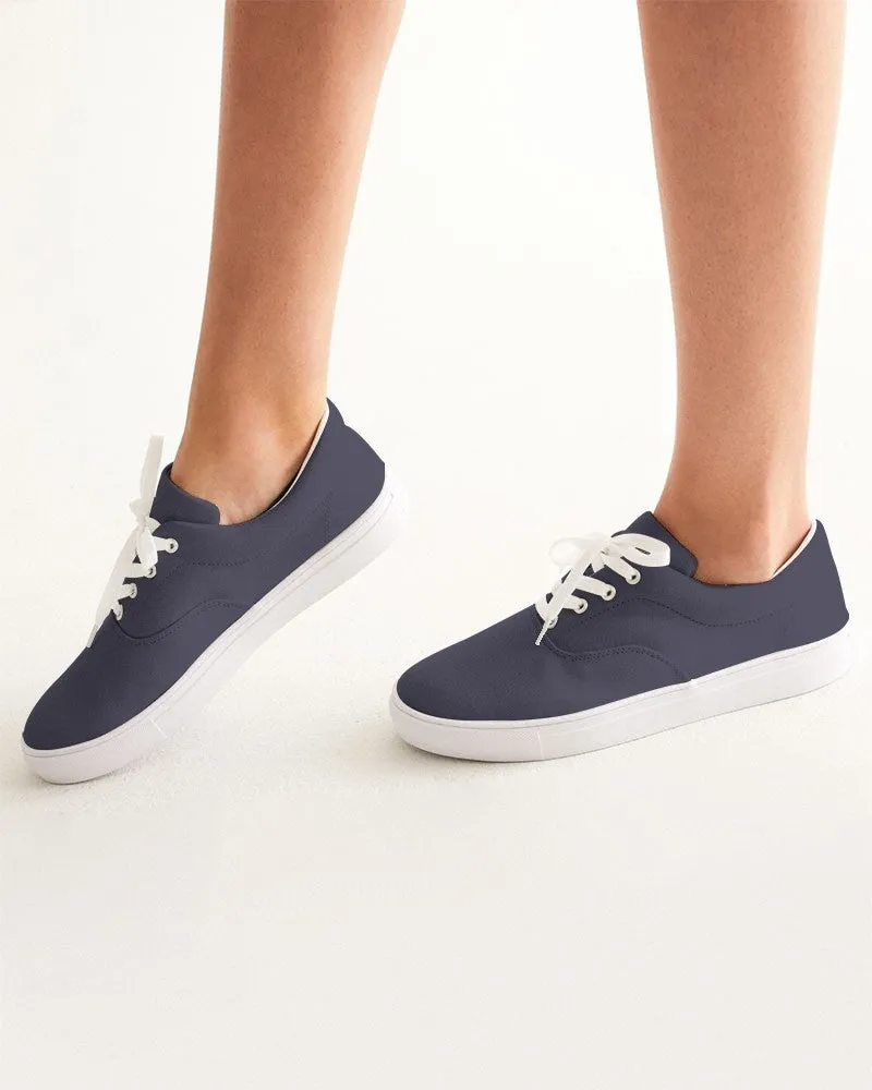 Dark Blue Gray Women's Canvas Sneakers | Women's | Dark Pale Pastel Blue Gray | C30M30Y0K80