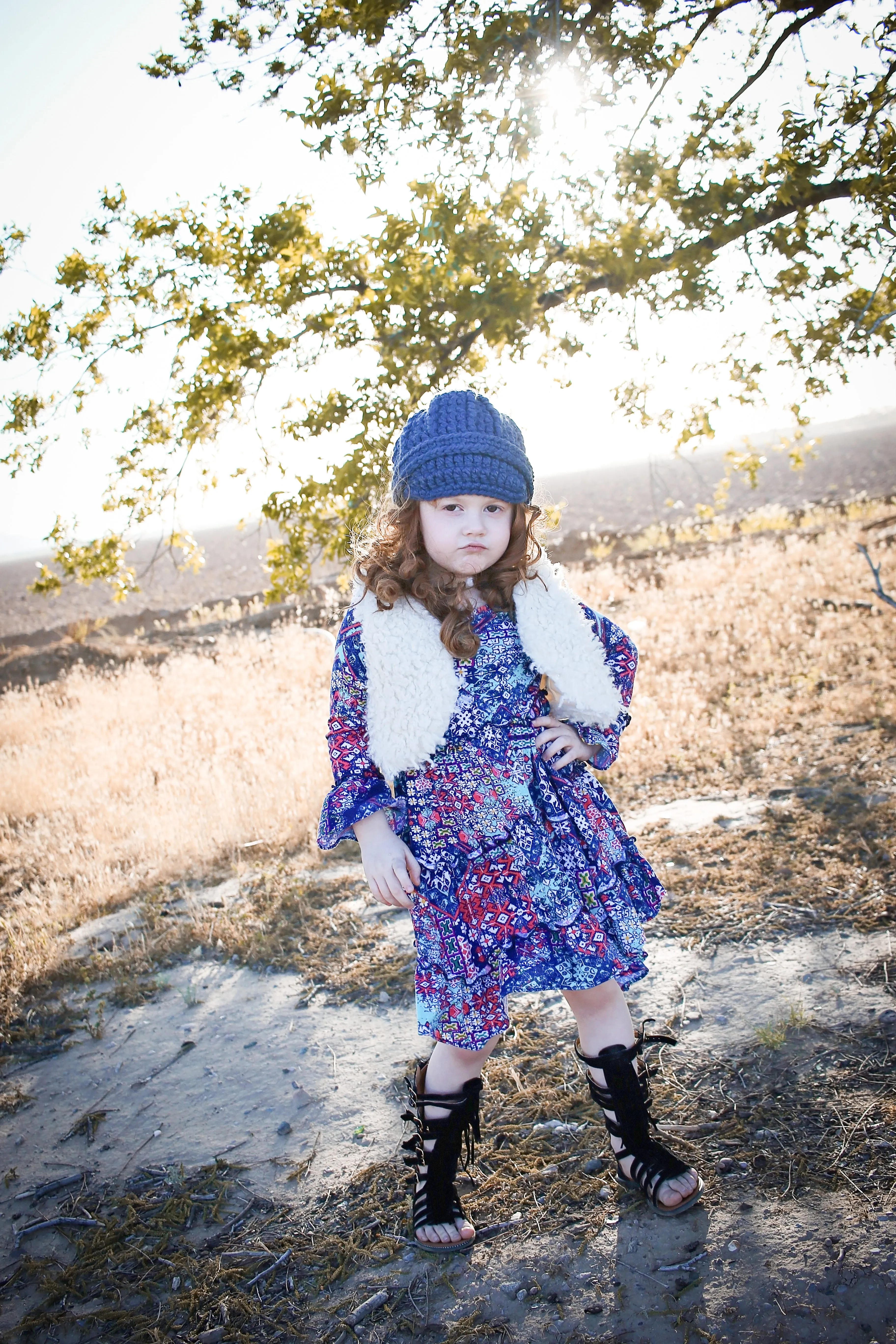 Denim blue buckle beanie winter hat