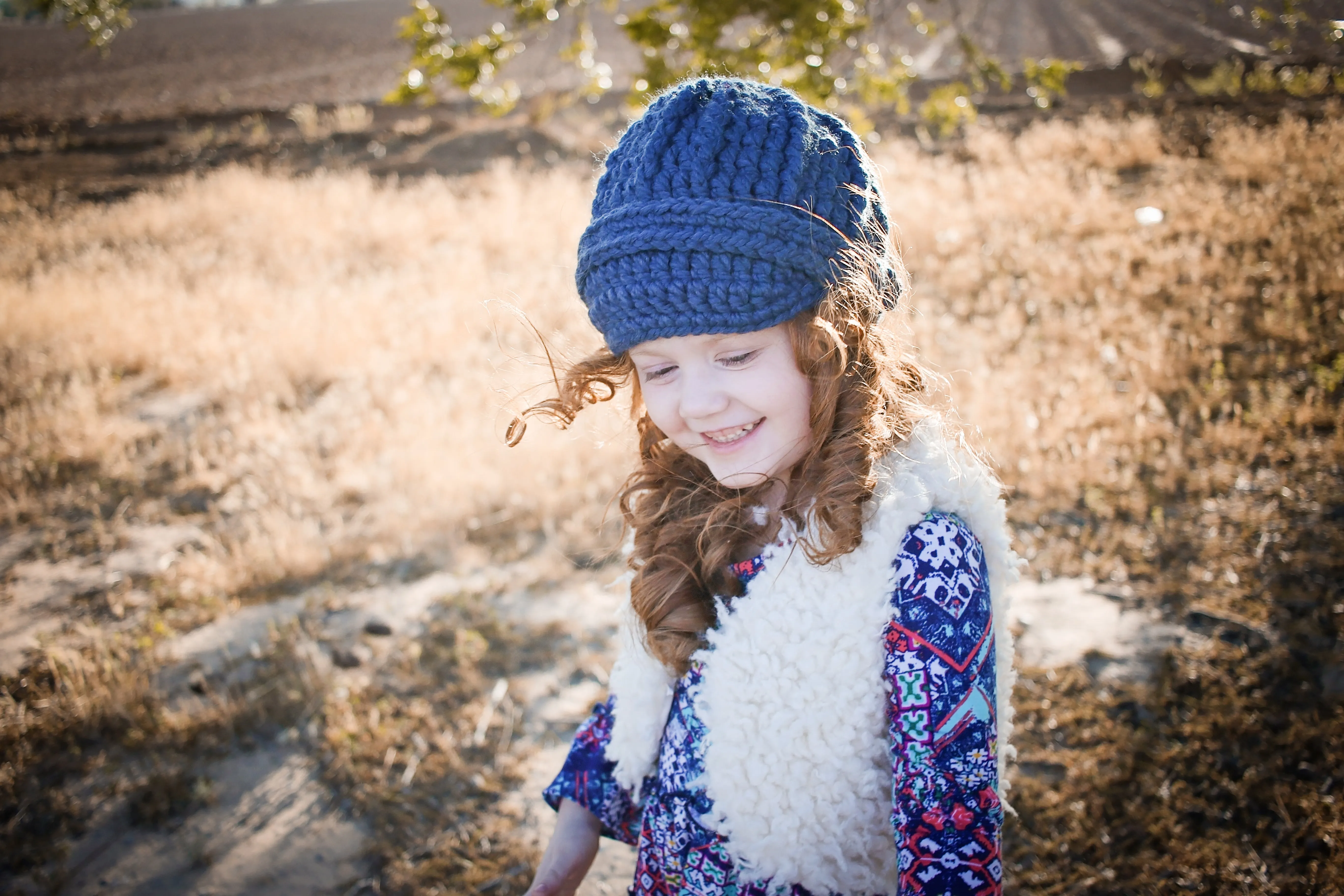 Denim blue buckle beanie winter hat