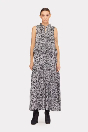 Designer Short Sleeveless Dress With Print Grey