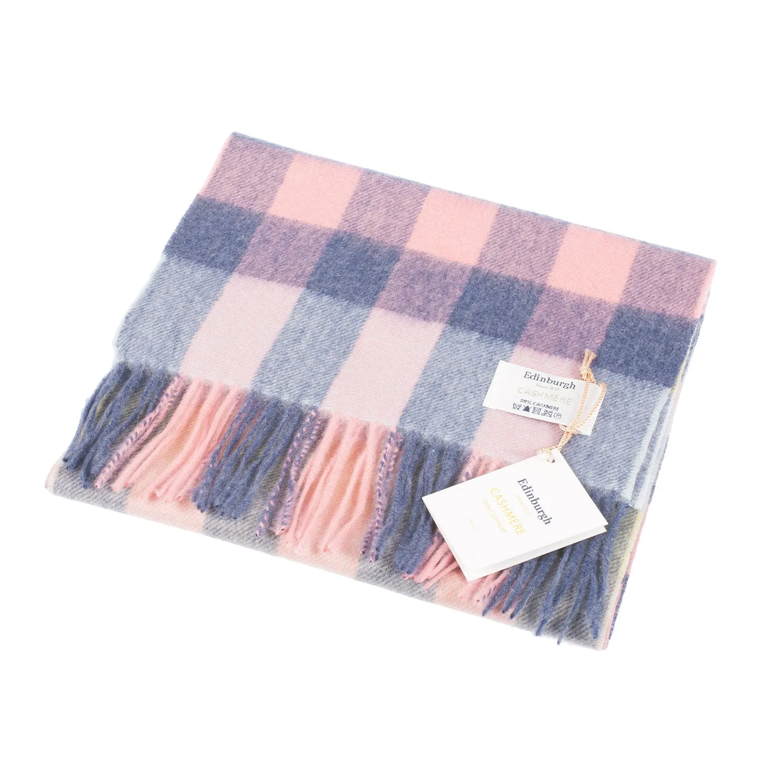 Edinburgh Cashmere Scarf  Giant Chequer - Summer/Lilac/Pink