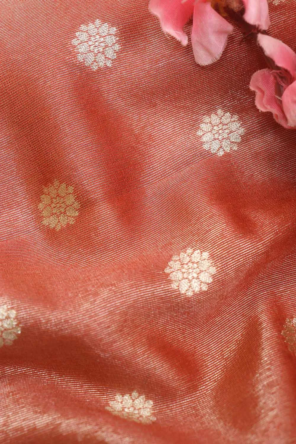 Elegant Maroon Banarasi Tissue Silk with Zari Booti Design (1 Mtr)