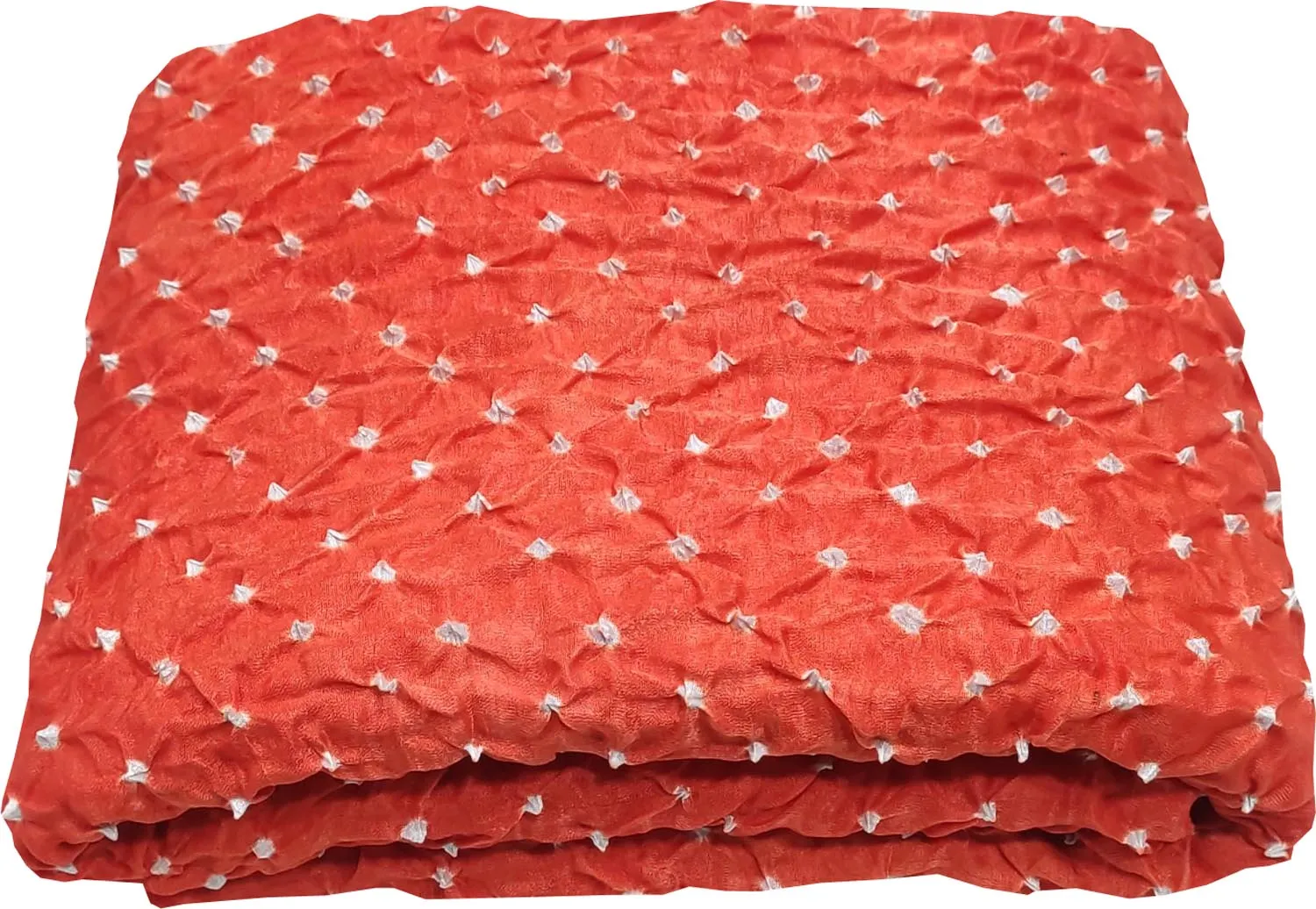 Elegant Orange Bandhani Gajji Silk Fabric ( 6 Mtr )