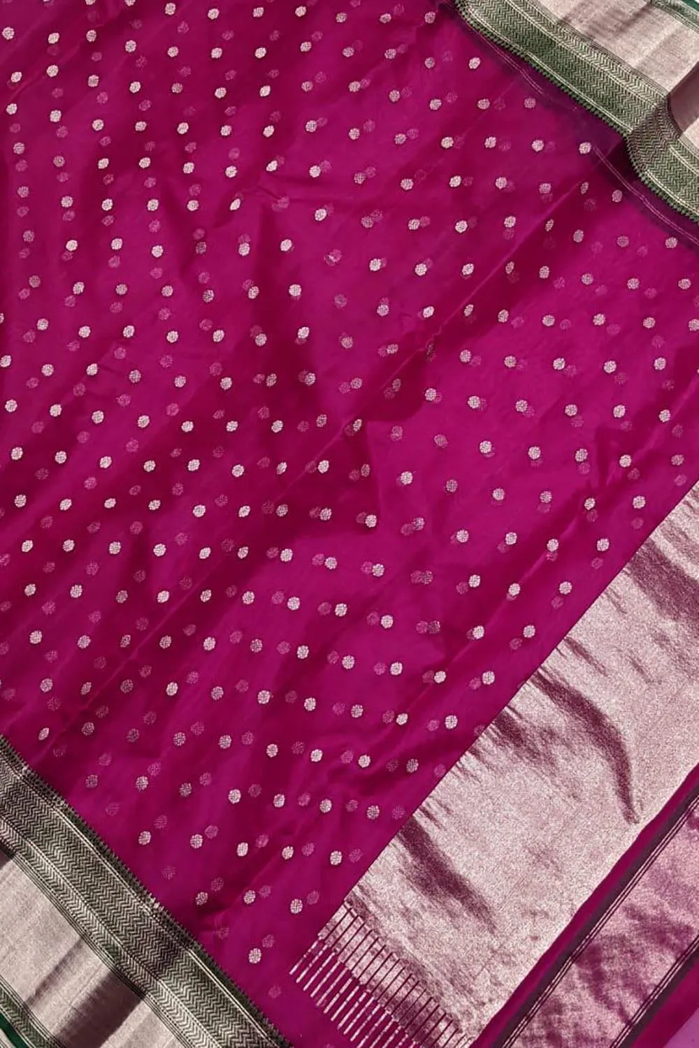 Elegant Pink Chanderi Silk Saree - Handloom Katan Silk