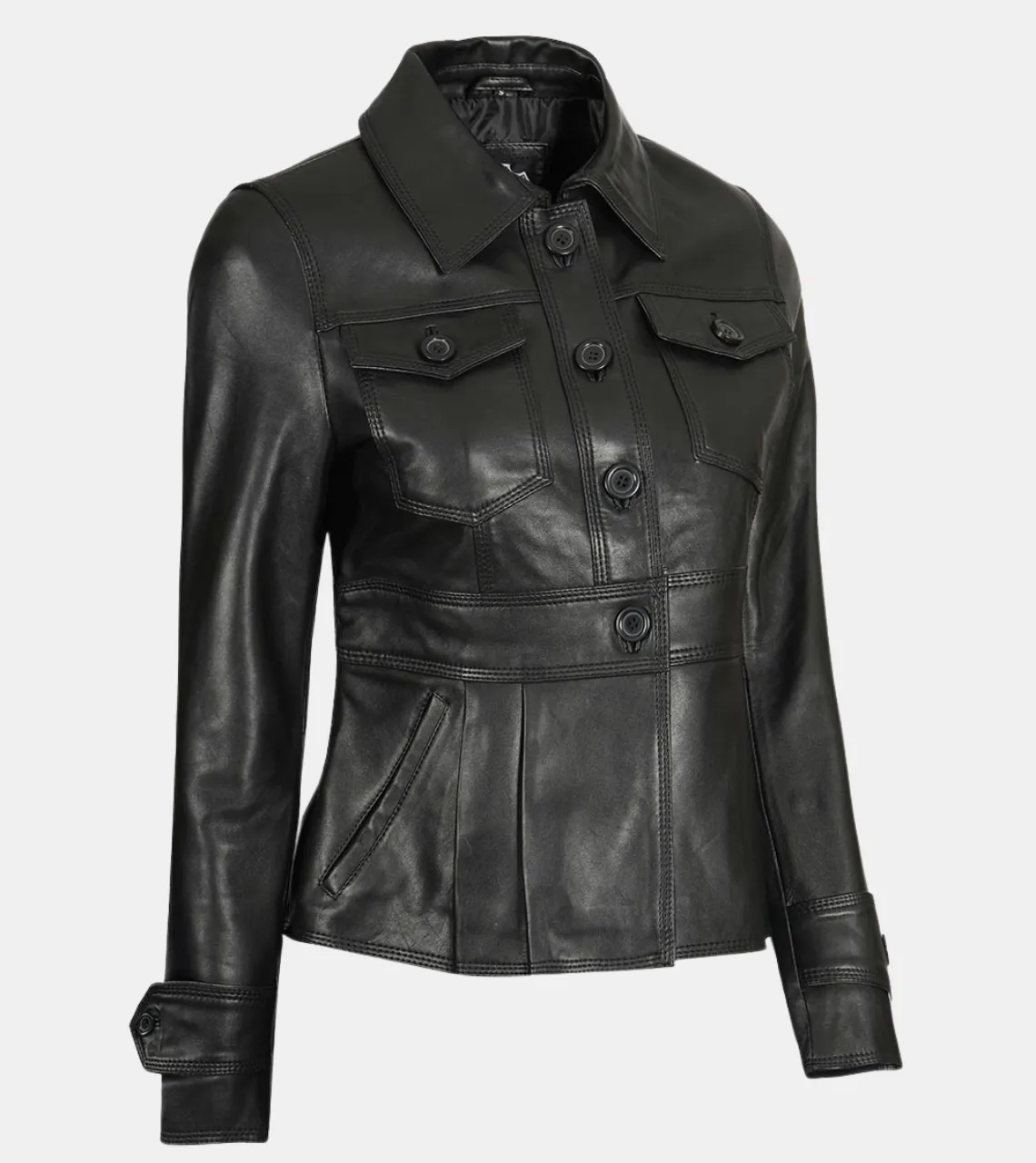 Ellowyn Women's Waxed Black Leather Jacket