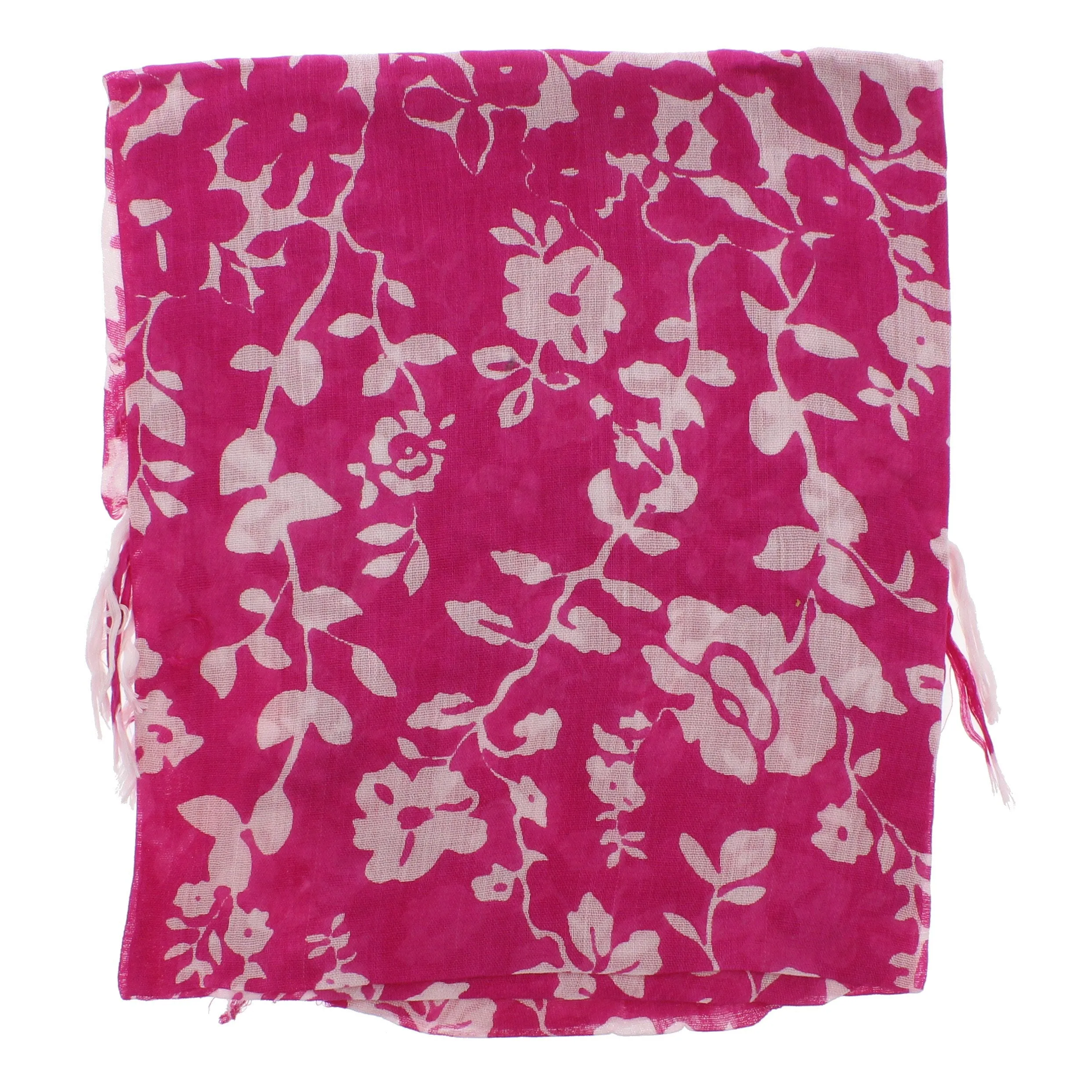 Floral Print Square Scarf with Tassels