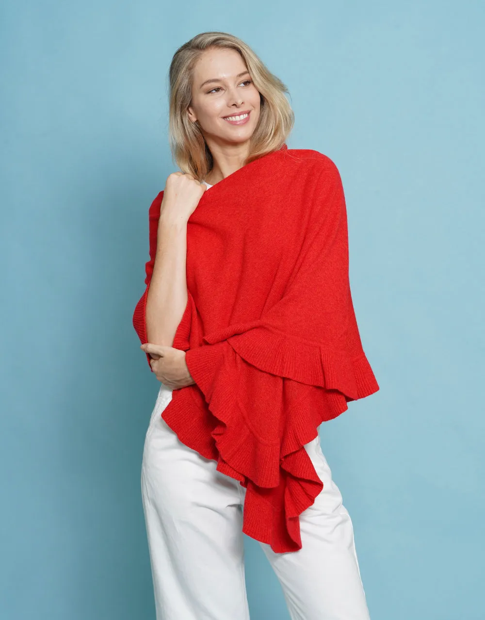 Frilly Square Scarf in Fire